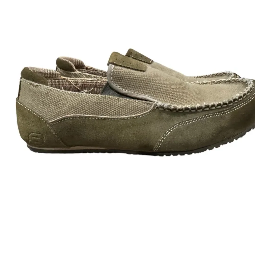 Skechers Men's Casual Suede & Canvas Loafers - Olive Green